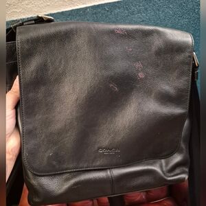 Coach Charles Messenger Bag Black Leather
